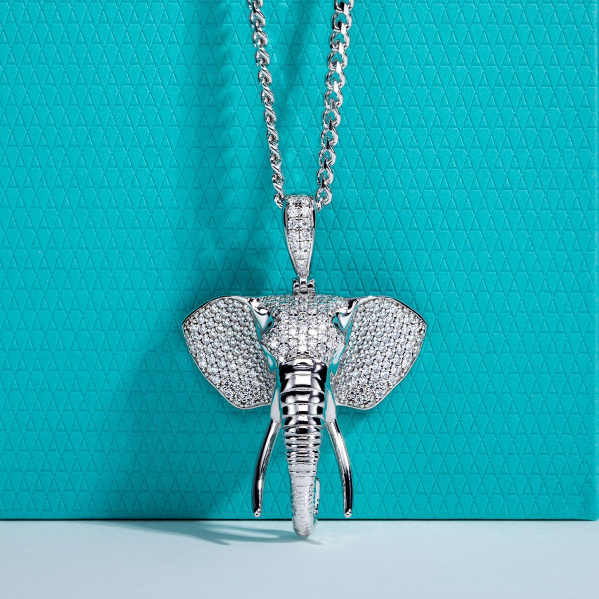 S925 Silver Moissanite 3D Elephant Head Hip-hop Pendant
