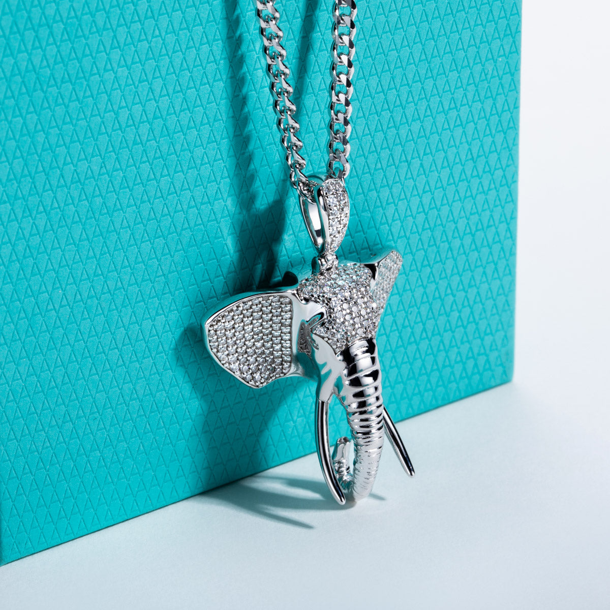 S925 Silver Moissanite 3D Elephant Head Hip-hop Pendant