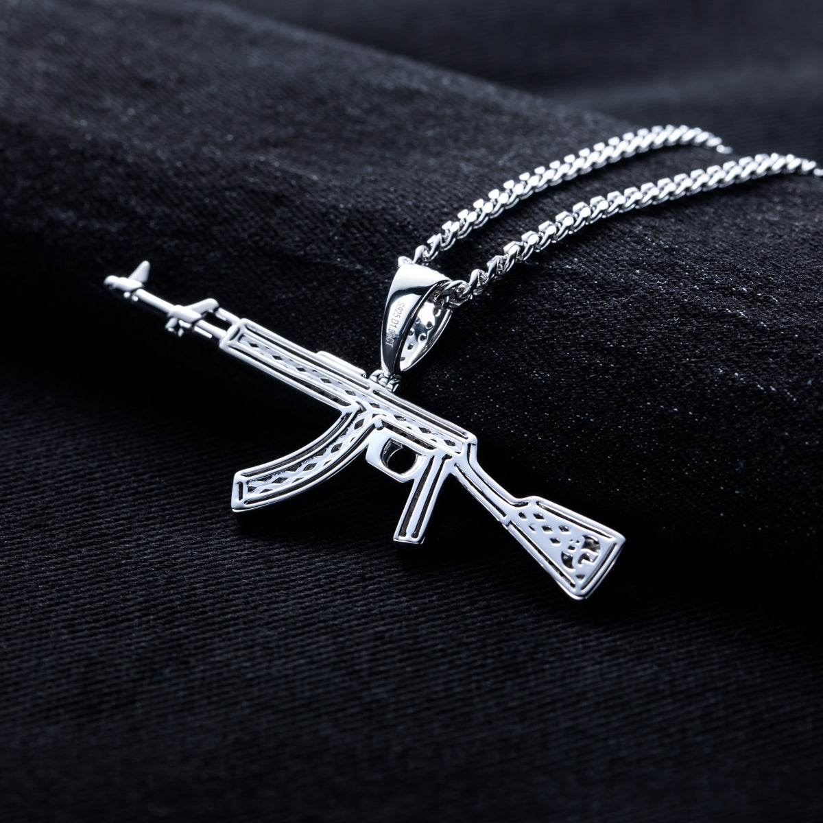 S925 Silver Moissanite AK Gun Pendant