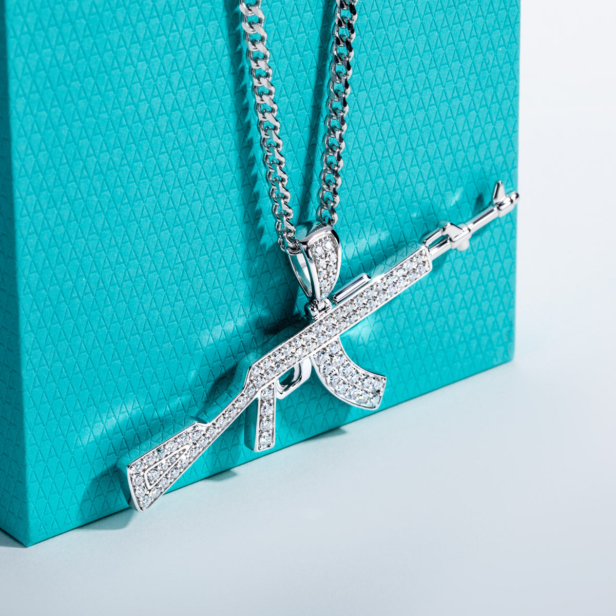 S925 Silver Moissanite AK Gun Pendant