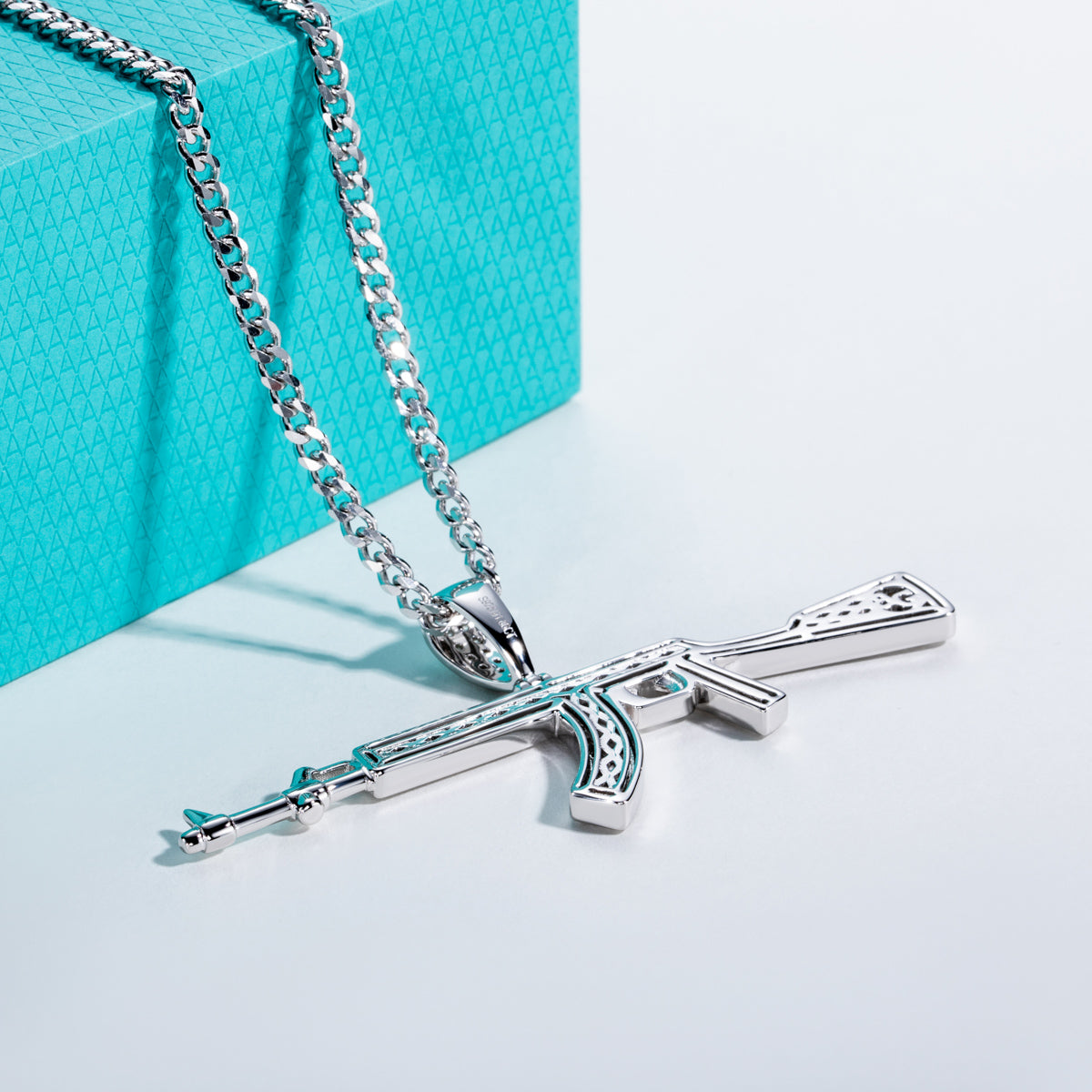 S925 Silver Moissanite AK Gun Pendant