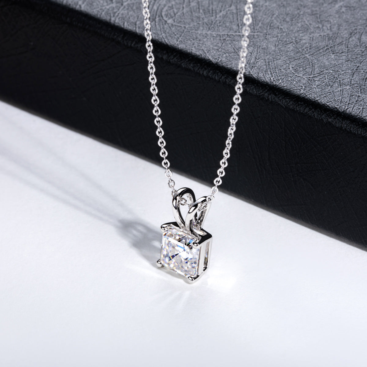Ascher Cut Moissanite Pendant in 925 Sterling Silver