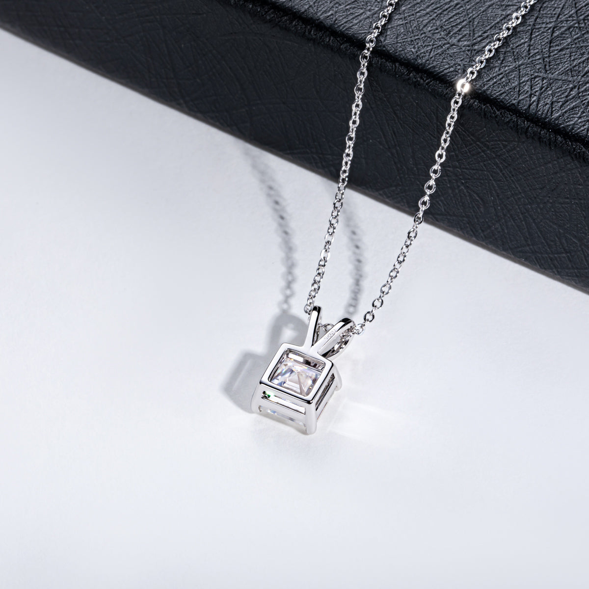 Ascher Cut Moissanite Pendant in 925 Sterling Silver