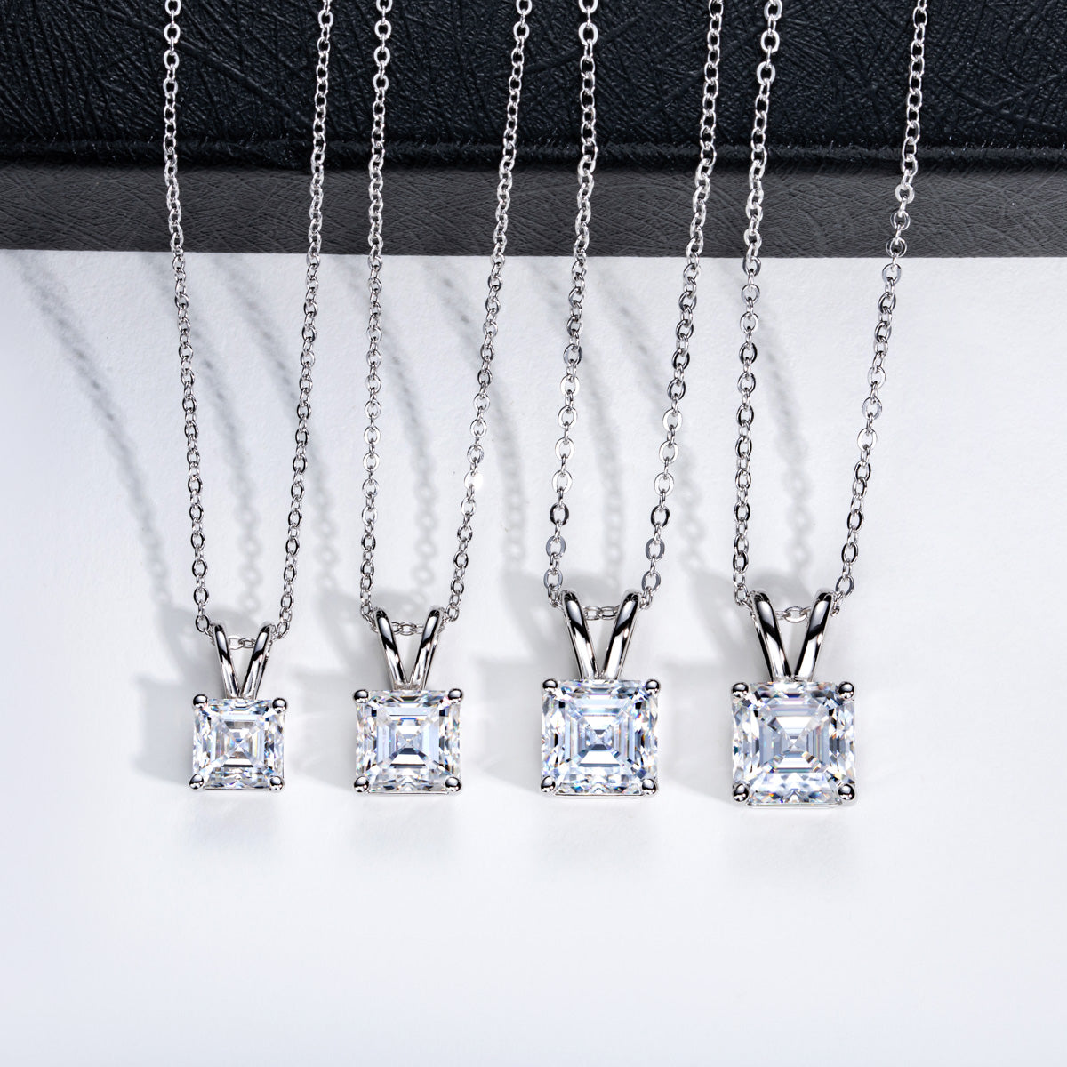 Ascher Cut Moissanite Pendant in 925 Sterling Silver