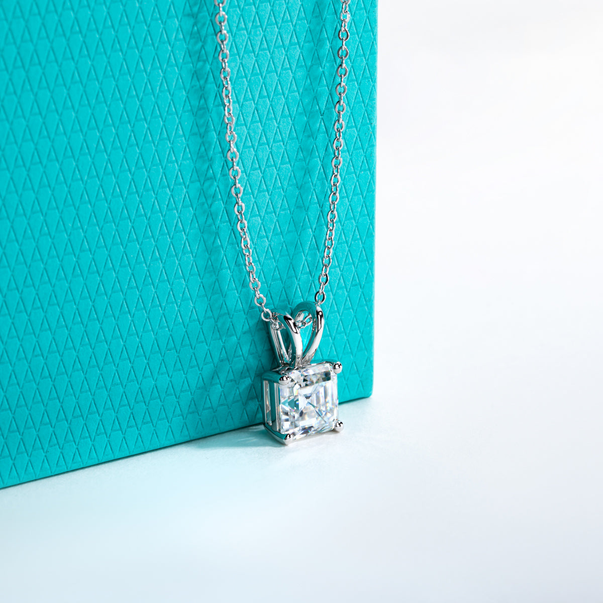 Ascher Cut Moissanite Pendant in 925 Sterling Silver