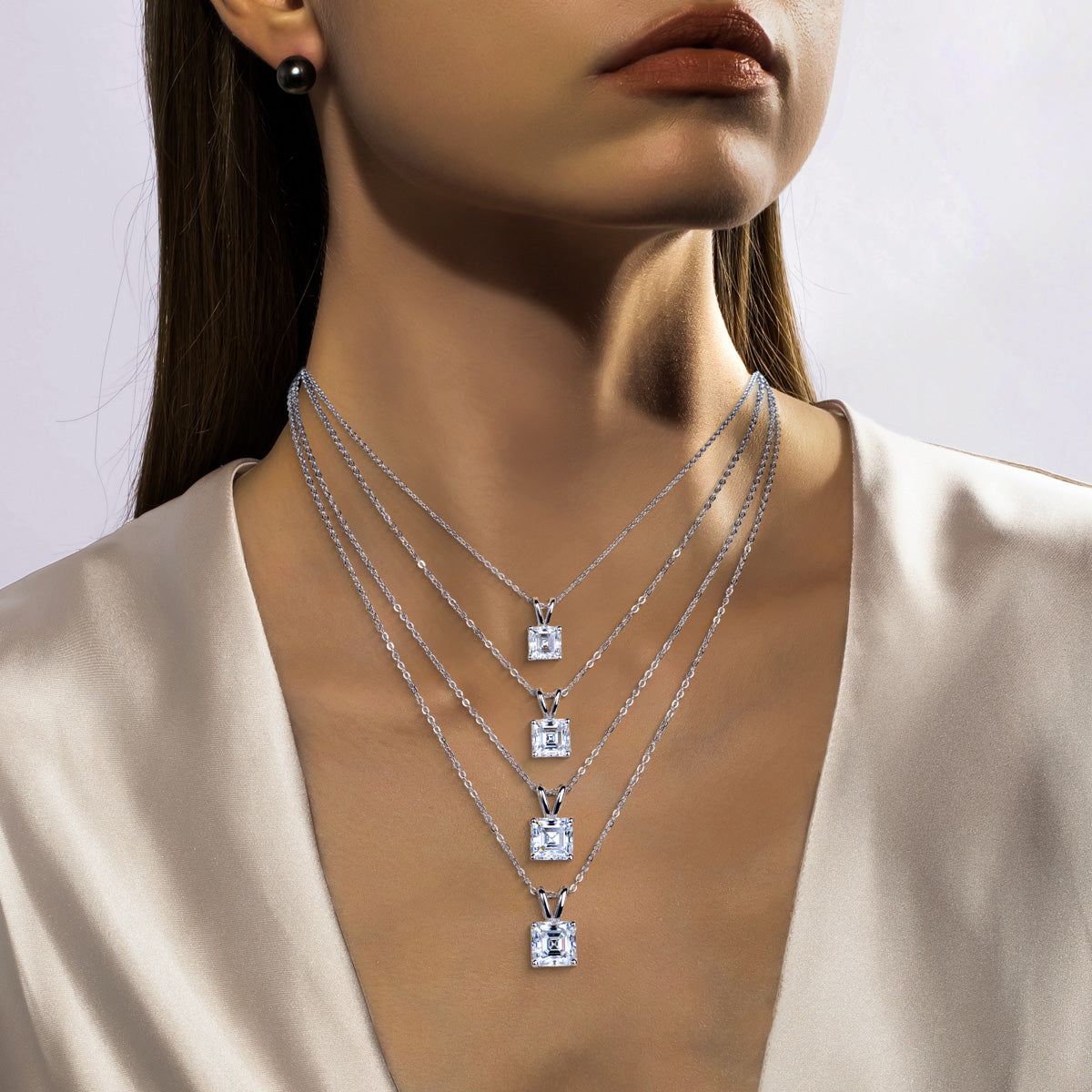 Ascher Cut Moissanite Pendant in 925 Sterling Silver