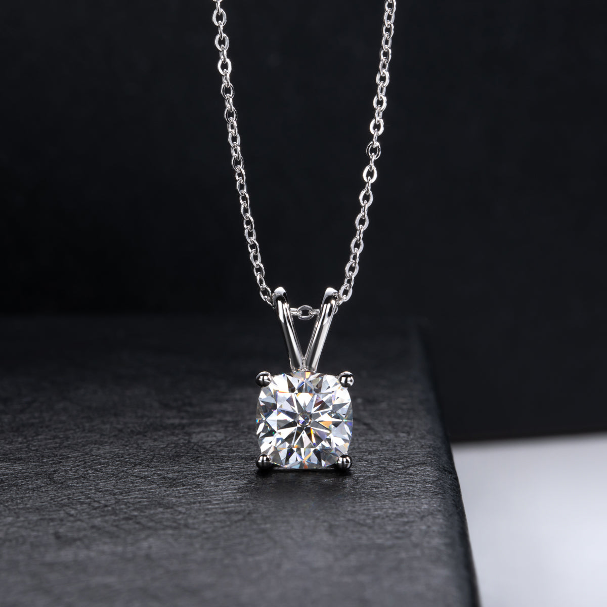 Single Stone Princess Cut Moissanite S925 Silver Pendant