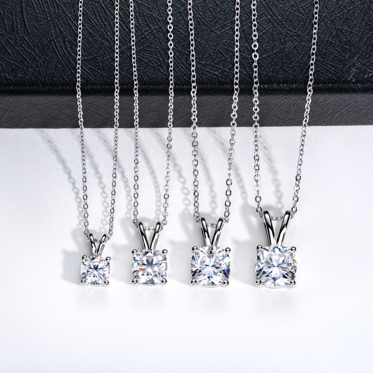 Single Stone Princess Cut Moissanite S925 Silver Pendant
