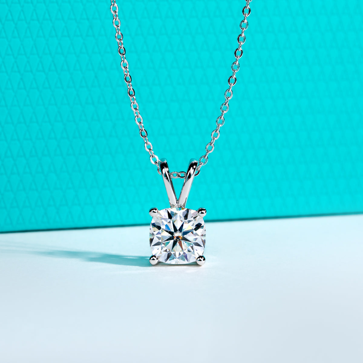 Single Stone Princess Cut Moissanite S925 Silver Pendant