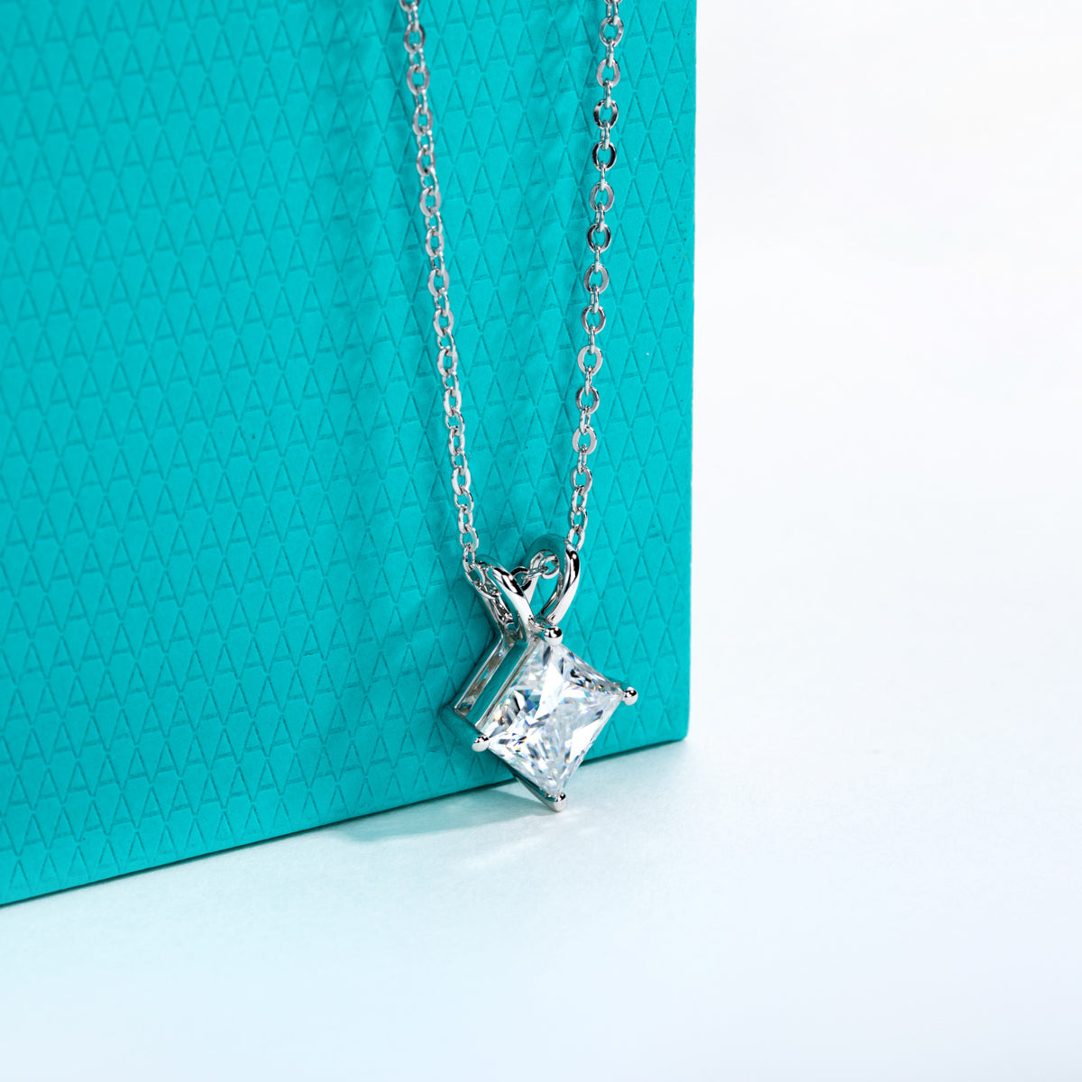 S925 Silver Princess Cut Moissanite Pendant