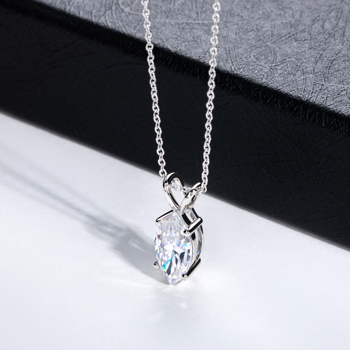 Marquise Moissanite Pendant in S925 Sterling Silver