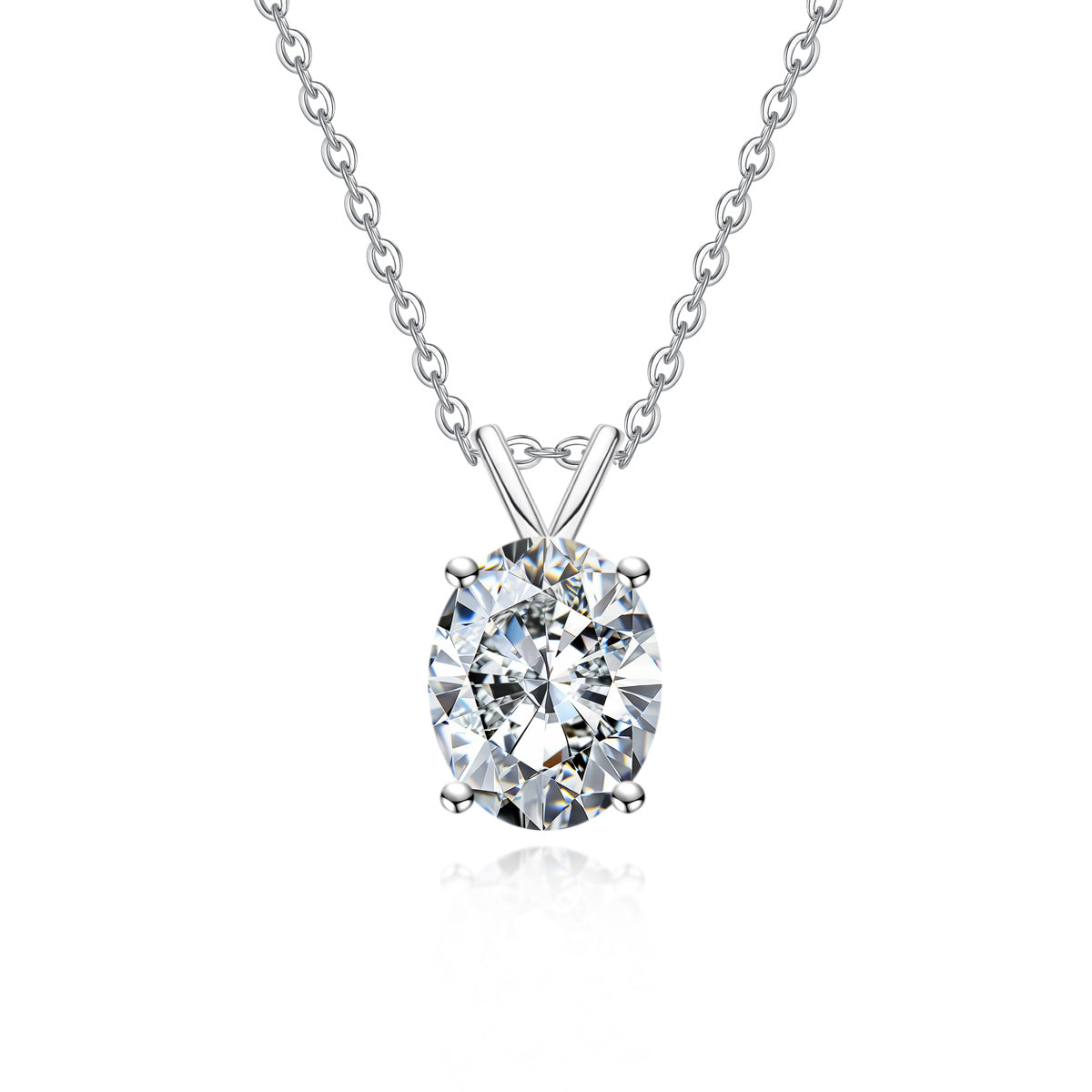 S925 Sterling Silver Oval Moissanite Clavicle Necklace
