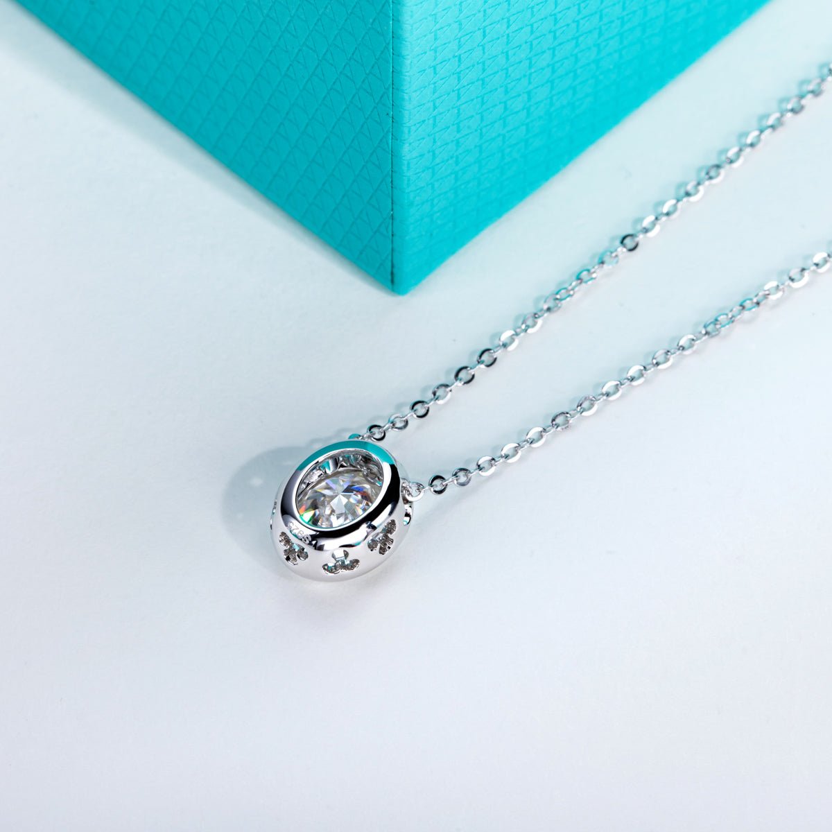 Oval Moissanite Pendant in 925 Sterling Silver