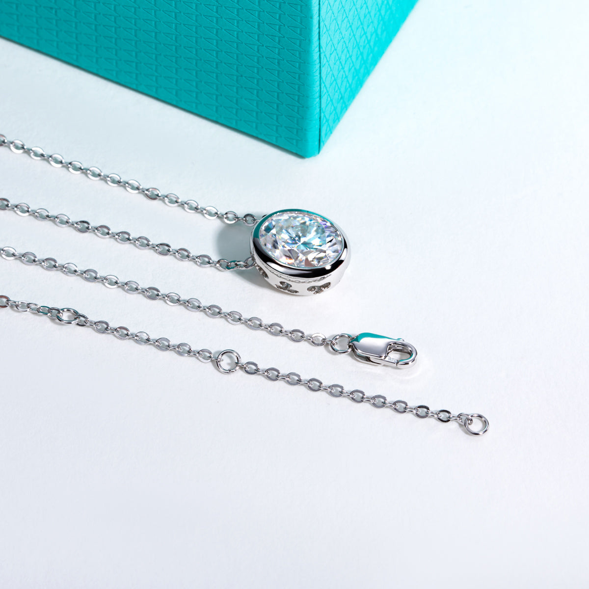 Oval Moissanite Pendant in 925 Sterling Silver