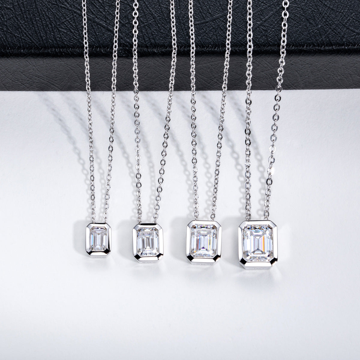 S925 Silver Moissanite Emerald Pendant