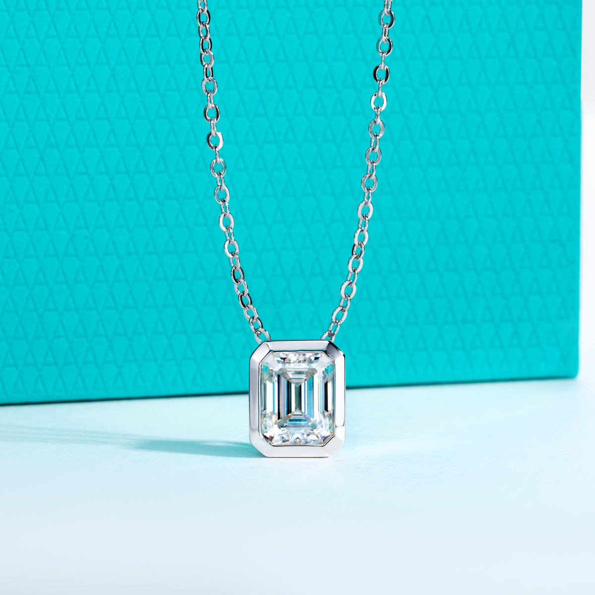 S925 Silver Moissanite Emerald Pendant