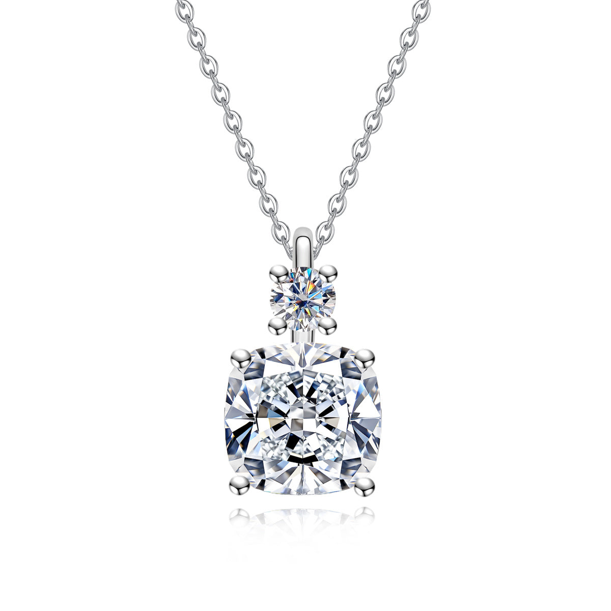 S925 Sterling‑Silver Square‑Cut Moissanite Pendant