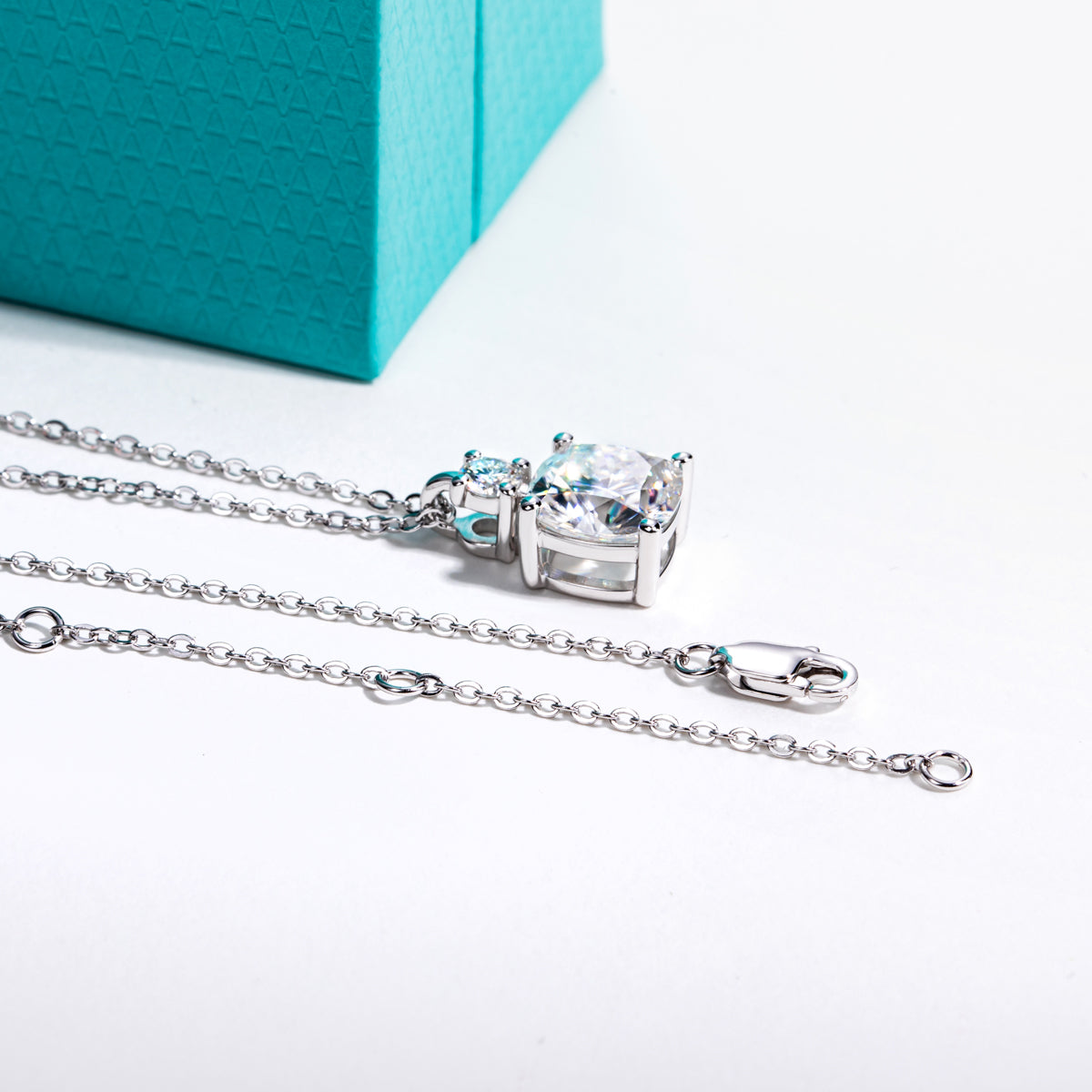 S925 Sterling‑Silver Square‑Cut Moissanite Pendant