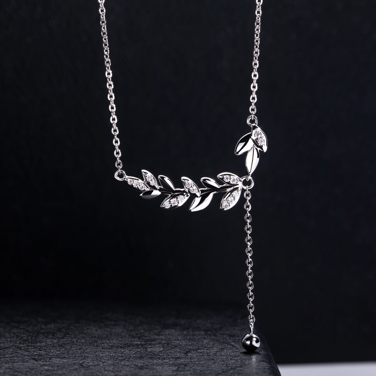 S925‑Sterling‑Silver Moissanite Wheat‑Ear Clavicle Necklace