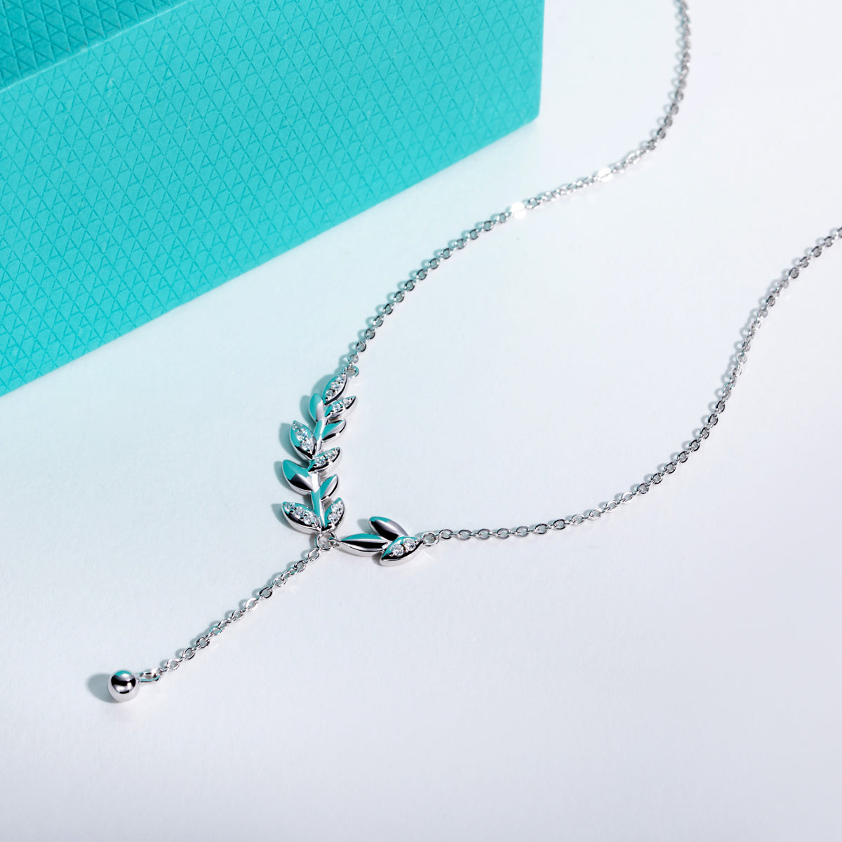 S925‑Sterling‑Silver Moissanite Wheat‑Ear Clavicle Necklace