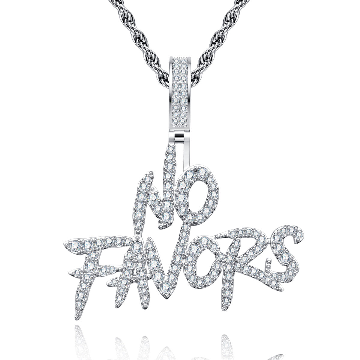 Moissanite NO FAVORS Hip‑Hop Letter Pendant