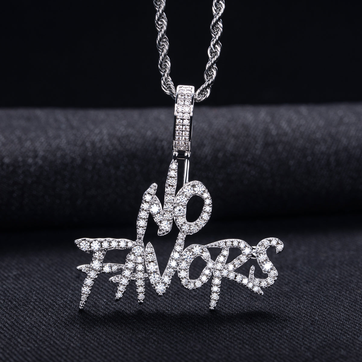 Moissanite NO FAVORS Hip‑Hop Letter Pendant