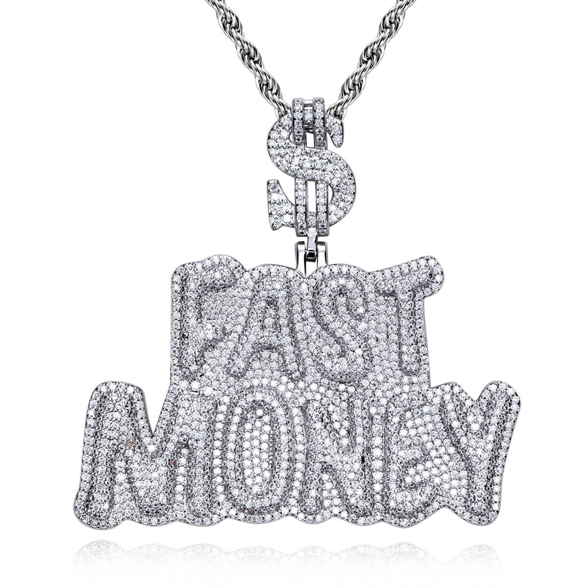 Moissanite Hip‑Hop FAST MONEY Letter Pendant