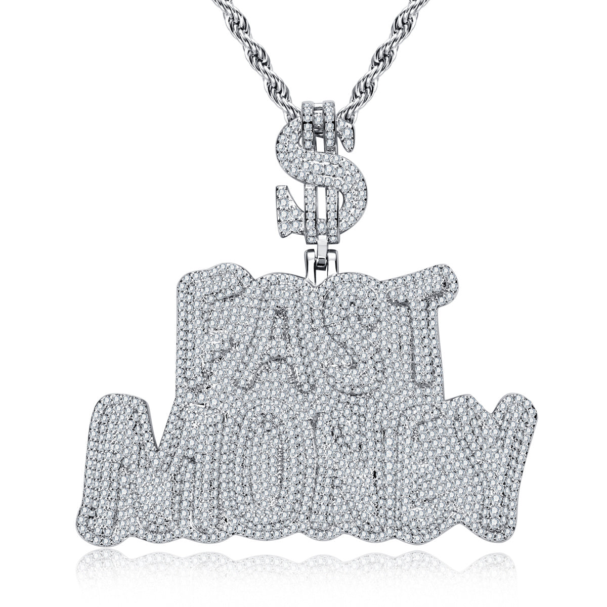 Moissanite Hip‑Hop FAST MONEY Letter Pendant