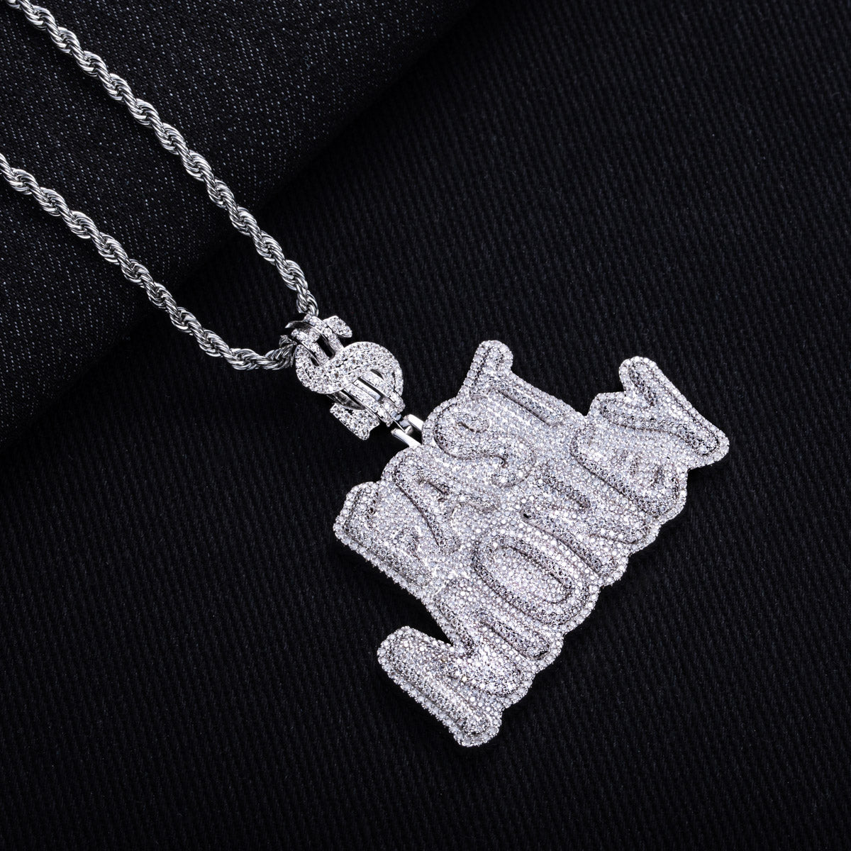 Moissanite Hip‑Hop FAST MONEY Letter Pendant
