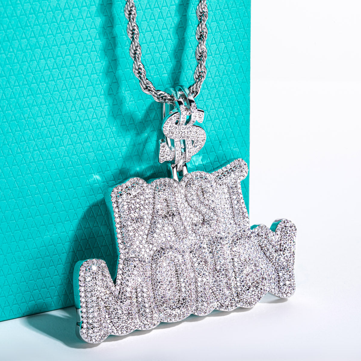 Moissanite Hip‑Hop FAST MONEY Letter Pendant