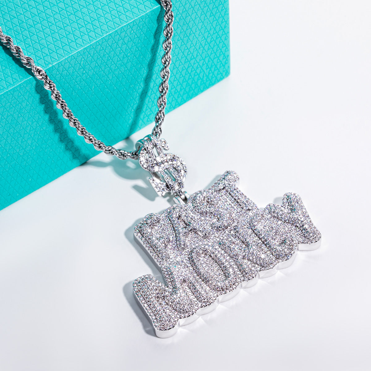 Moissanite Hip‑Hop FAST MONEY Letter Pendant