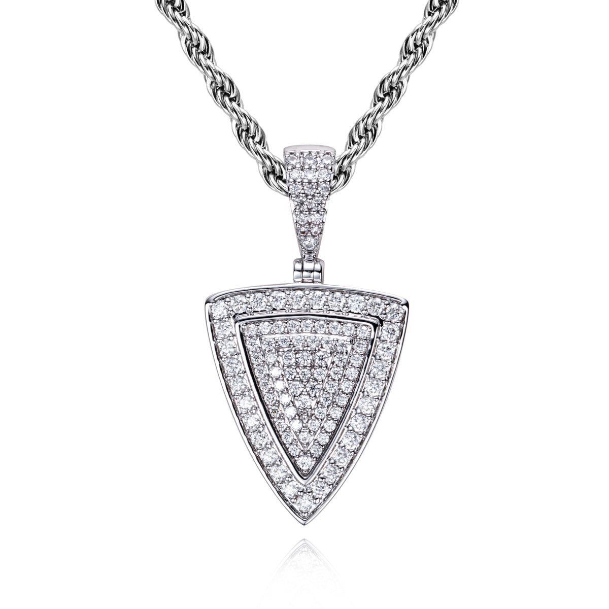 Hip‑Hop Triangle‑Cut Moissanite Pendant, S925 Sterling Silver