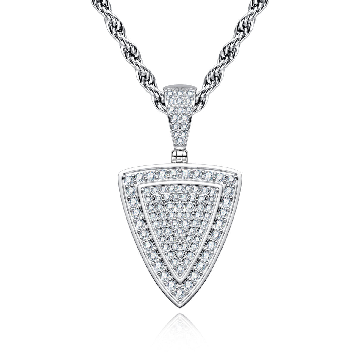 Hip‑Hop Triangle‑Cut Moissanite Pendant, S925 Sterling Silver