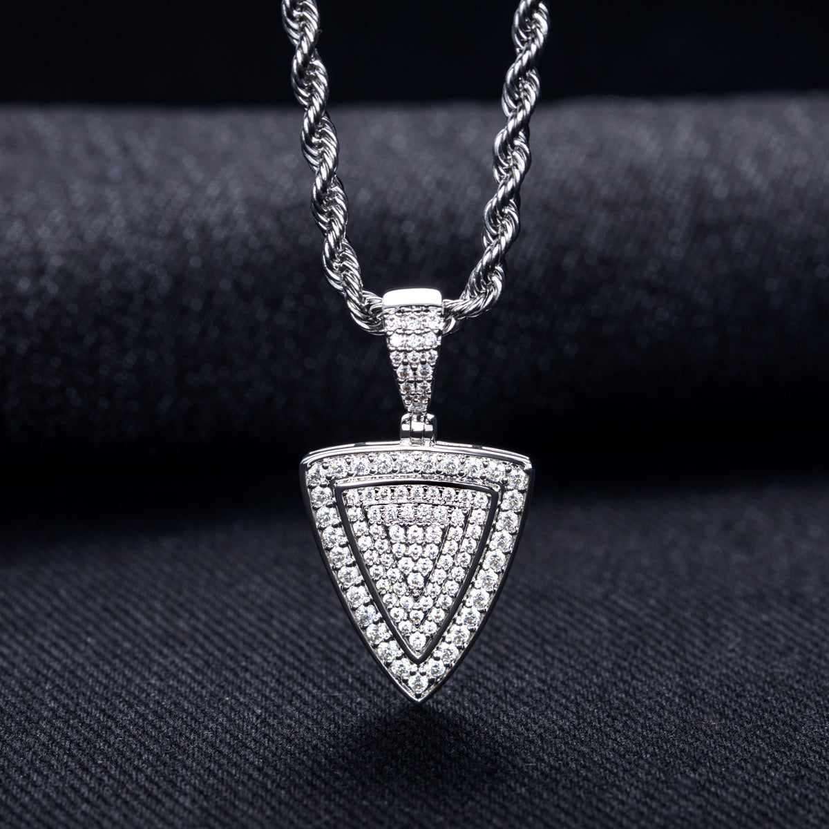 Hip‑Hop Triangle‑Cut Moissanite Pendant, S925 Sterling Silver
