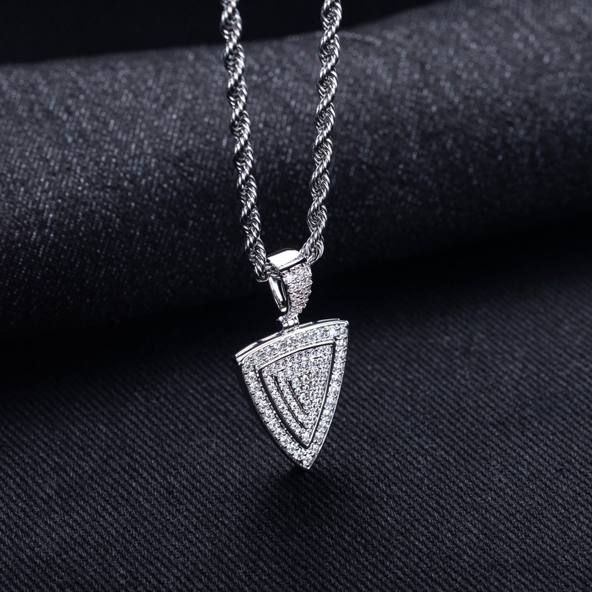 Hip‑Hop Triangle‑Cut Moissanite Pendant, S925 Sterling Silver