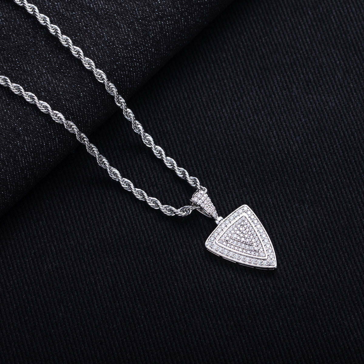 Hip‑Hop Triangle‑Cut Moissanite Pendant, S925 Sterling Silver