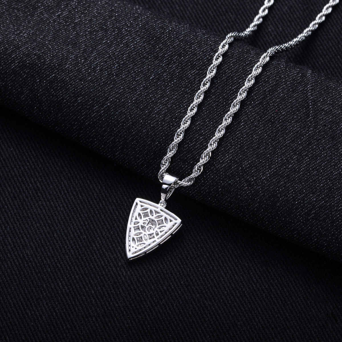 Hip‑Hop Triangle‑Cut Moissanite Pendant, S925 Sterling Silver