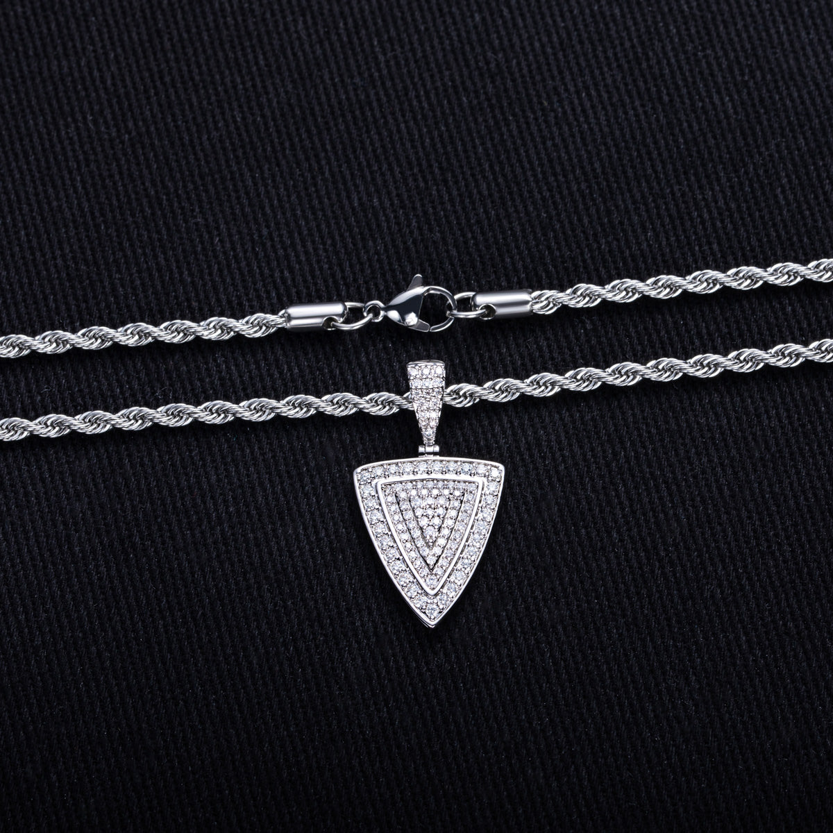 Hip‑Hop Triangle‑Cut Moissanite Pendant, S925 Sterling Silver