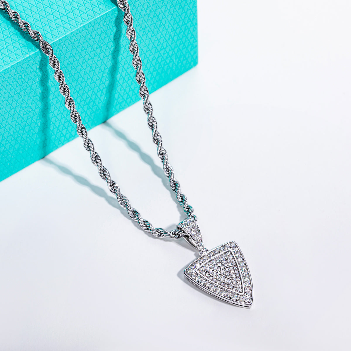 Hip‑Hop Triangle‑Cut Moissanite Pendant, S925 Sterling Silver