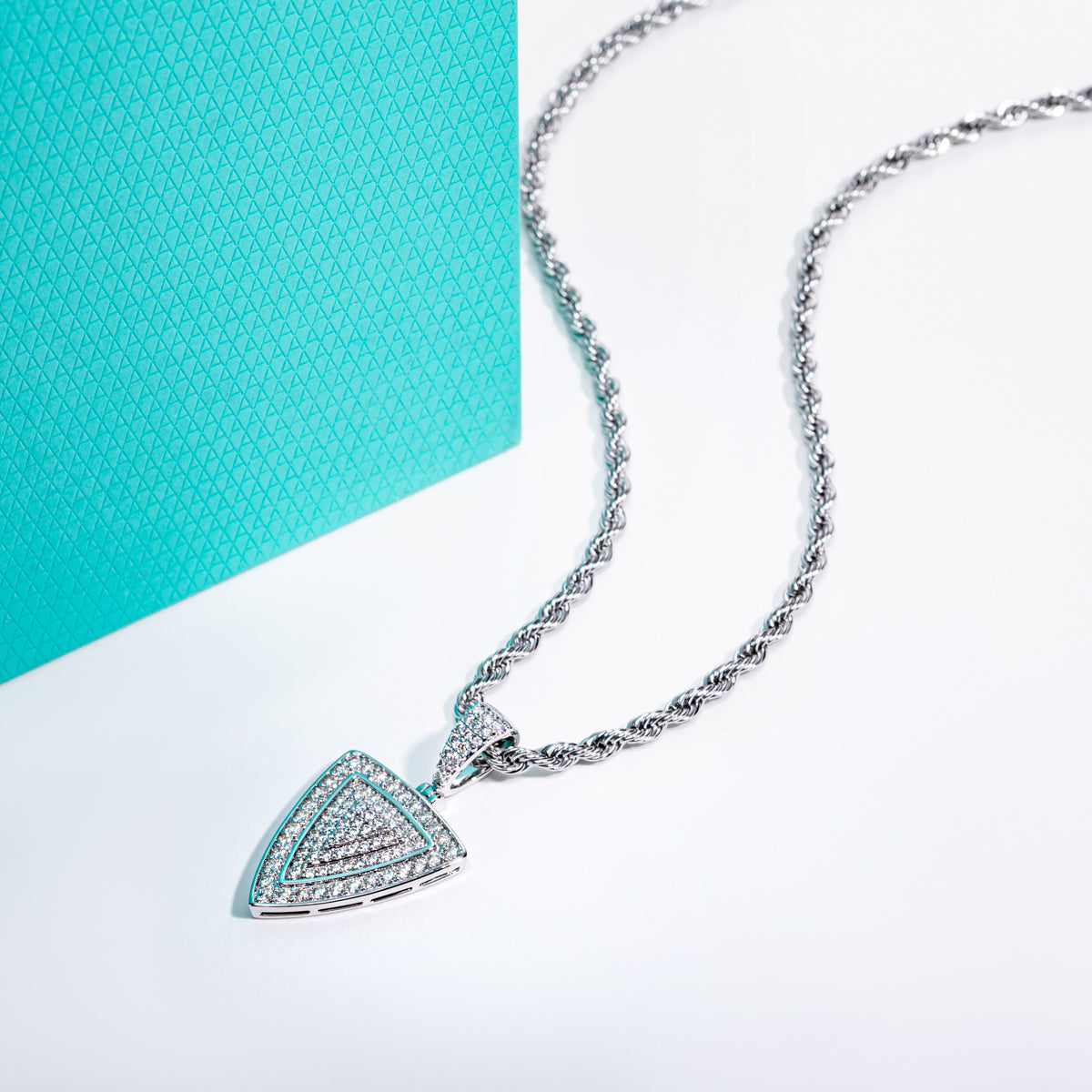 Hip‑Hop Triangle‑Cut Moissanite Pendant, S925 Sterling Silver