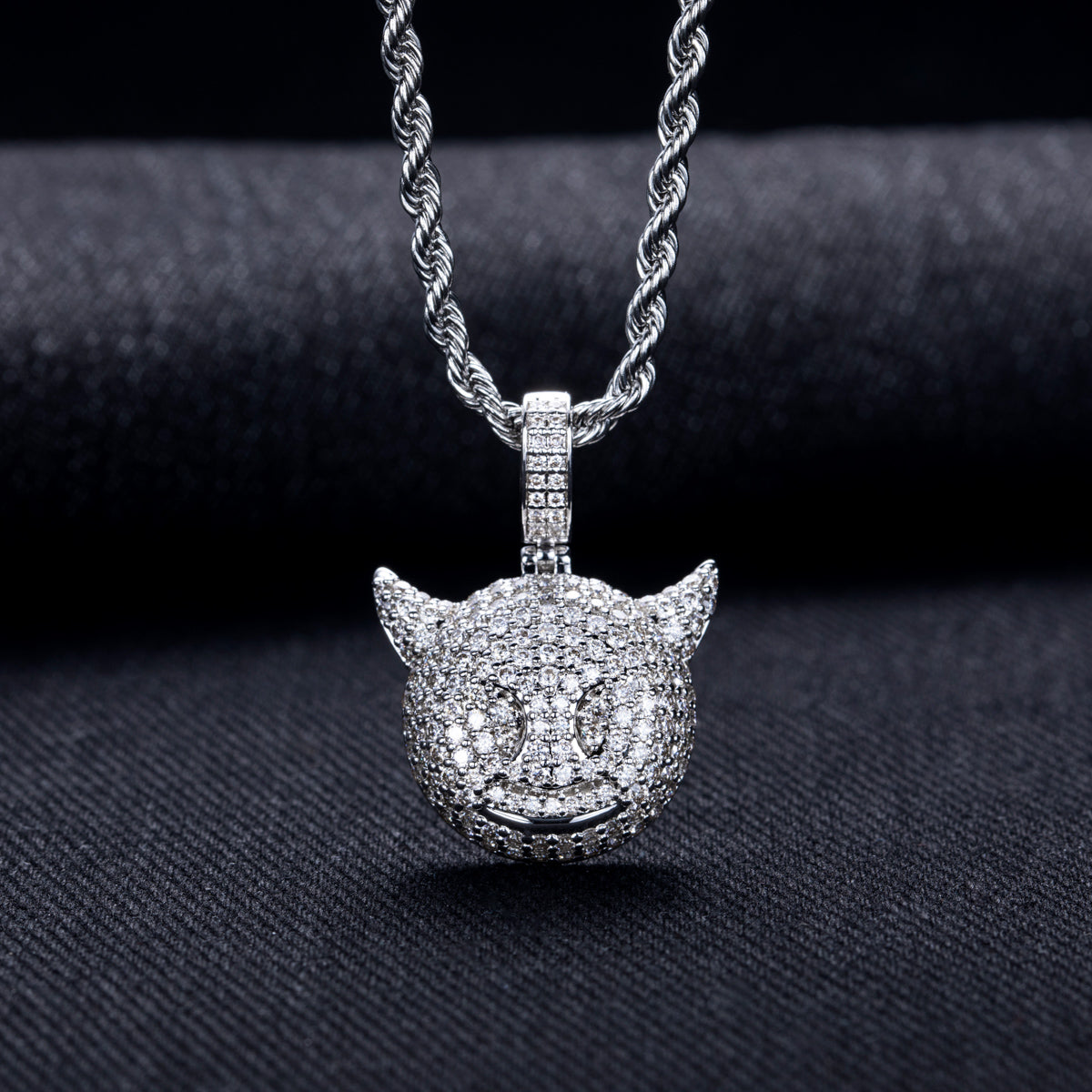 Moissanite Hip‑Hop Little Devil Pendant