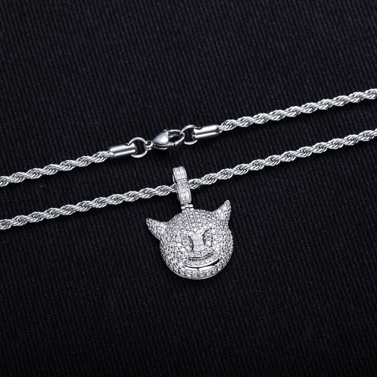 Moissanite Hip‑Hop Little Devil Pendant