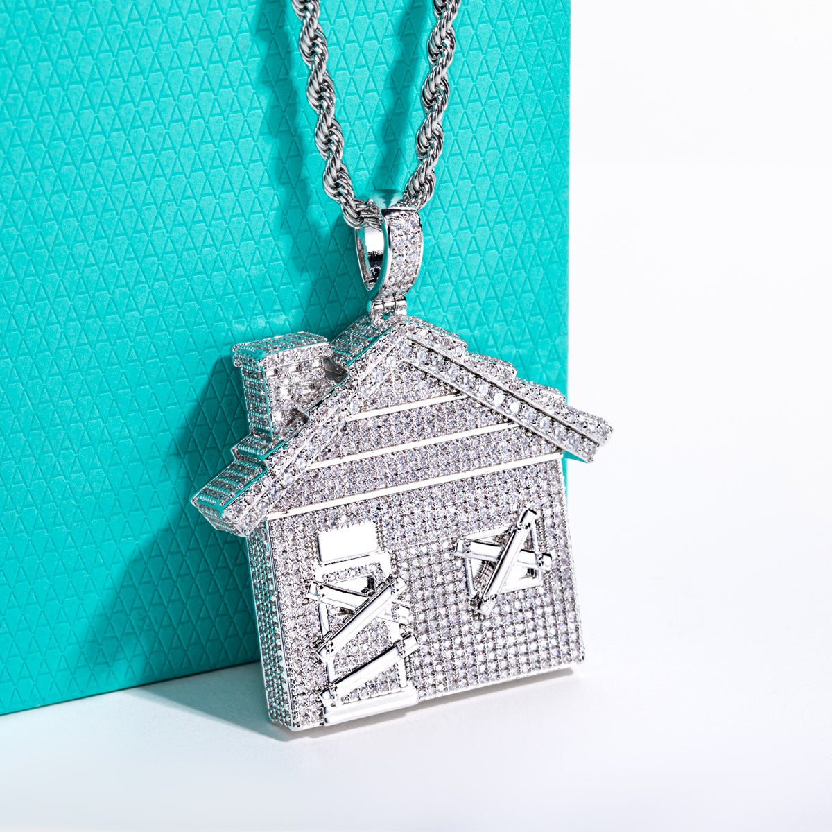 Iced‑Out Moissanite Hip‑Hop Mansion Pendant