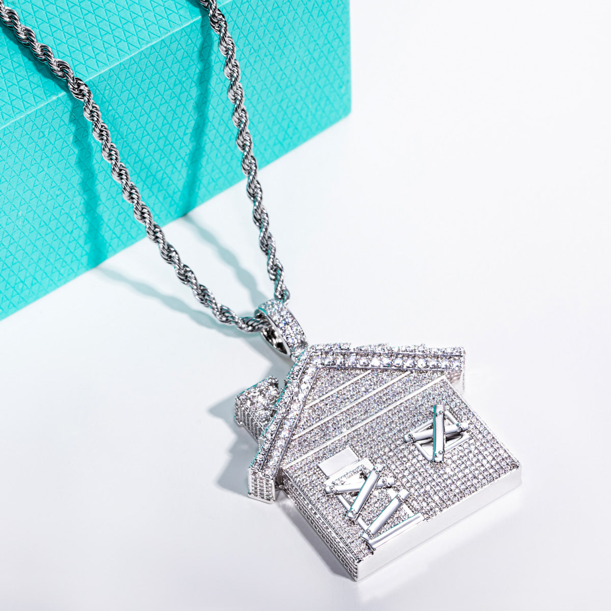 Iced‑Out Moissanite Hip‑Hop Mansion Pendant