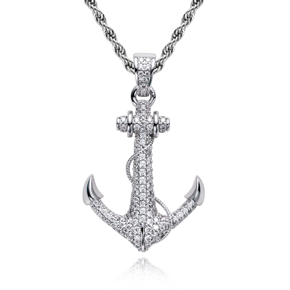 S925‑Sterling Silver Moissanite Hip‑Hop Large Anchor Pendant