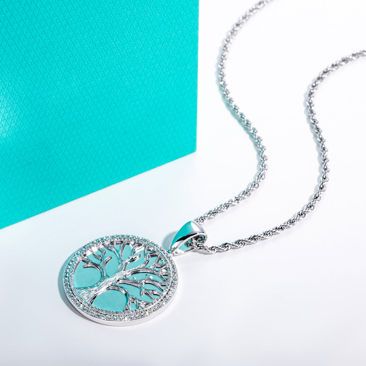 S925‑Sterling Silver Moissanite Tree‑of‑Life Hip‑Hop Pendant