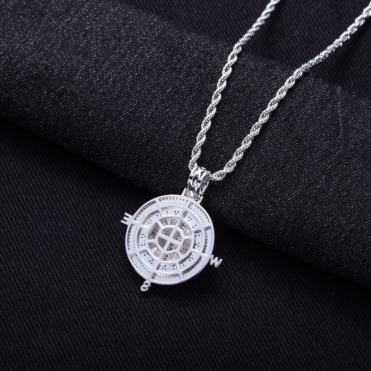 Compass‑Shaped Moissanite Hip‑Hop Pendant