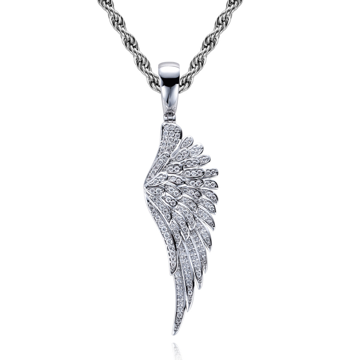 Angel‑Wing Moissanite Hip‑Hop Pendant