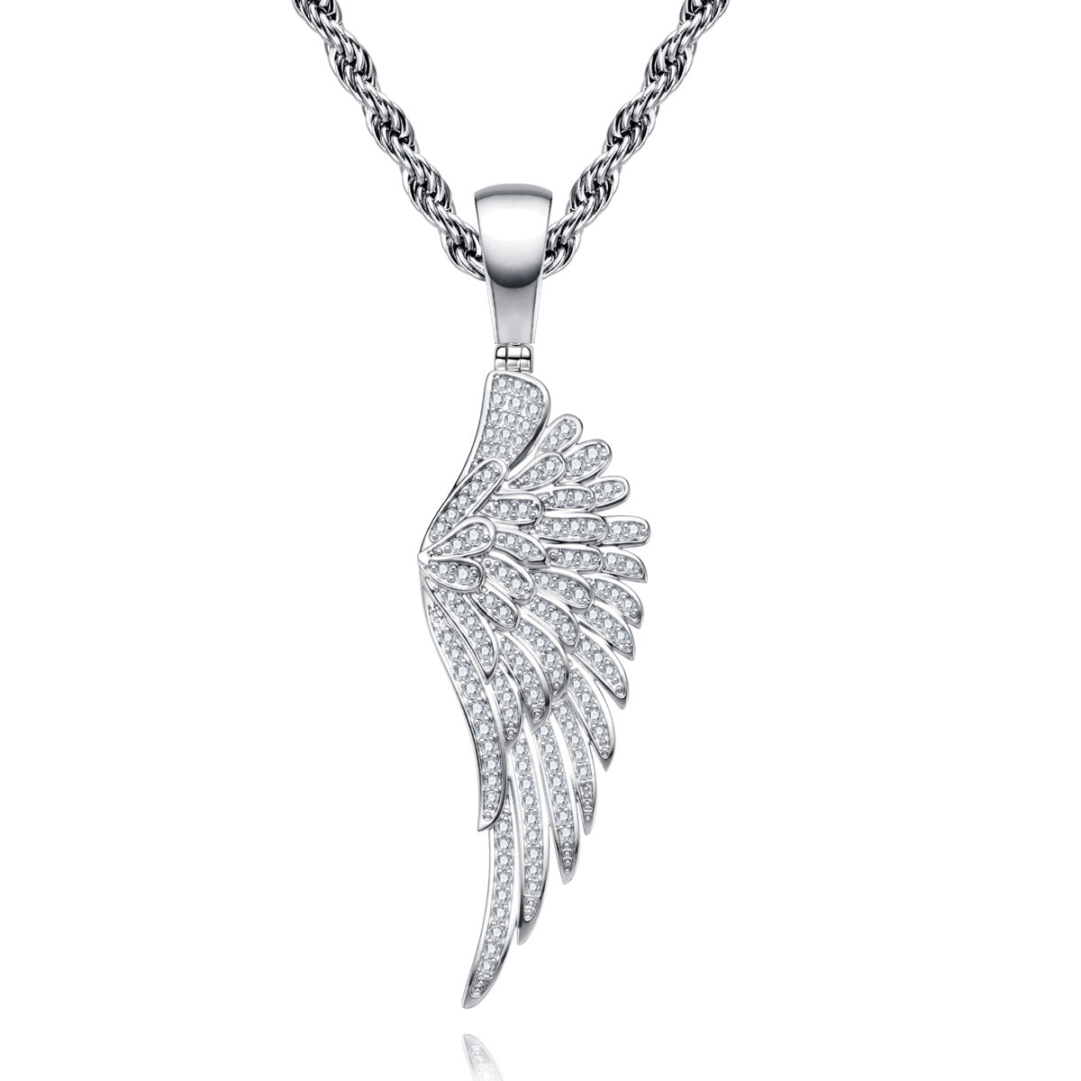 Angel‑Wing Moissanite Hip‑Hop Pendant