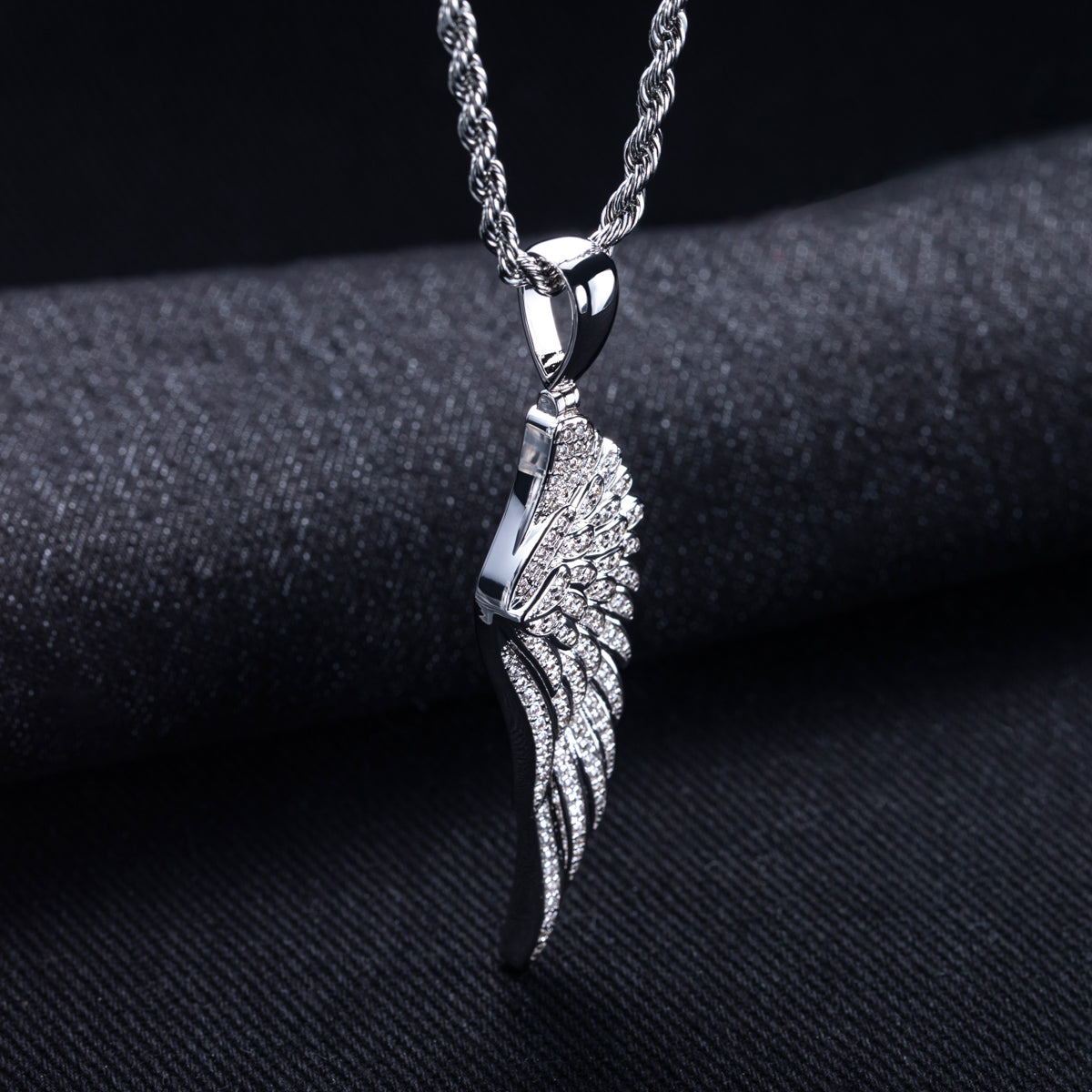 Angel‑Wing Moissanite Hip‑Hop Pendant